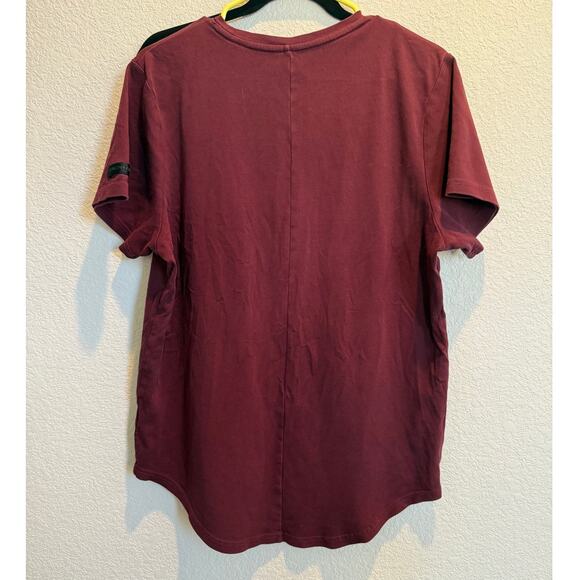 Alphalete Lux Scoop Short Sleeve Tee in Maroon L - Picture 2 of 4